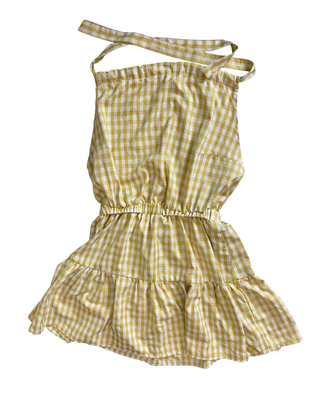 Misguided Yellow and White Gingham Print Backless Halter Dress Size 6